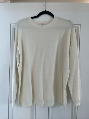 Women’s twin Cream Ribbed Crewneck Sweater